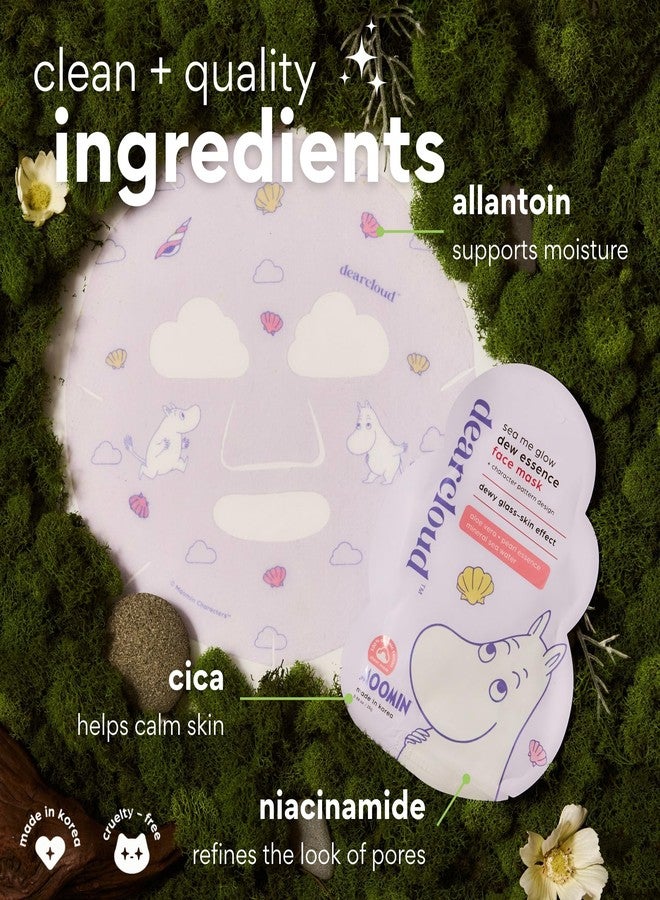 dearcloud Moomin Sea Me Glow Dew Essence Face Mask, Korean Sheet Mask - Allantoin, Niacinamide & Cica (3 Pack) - Image 2